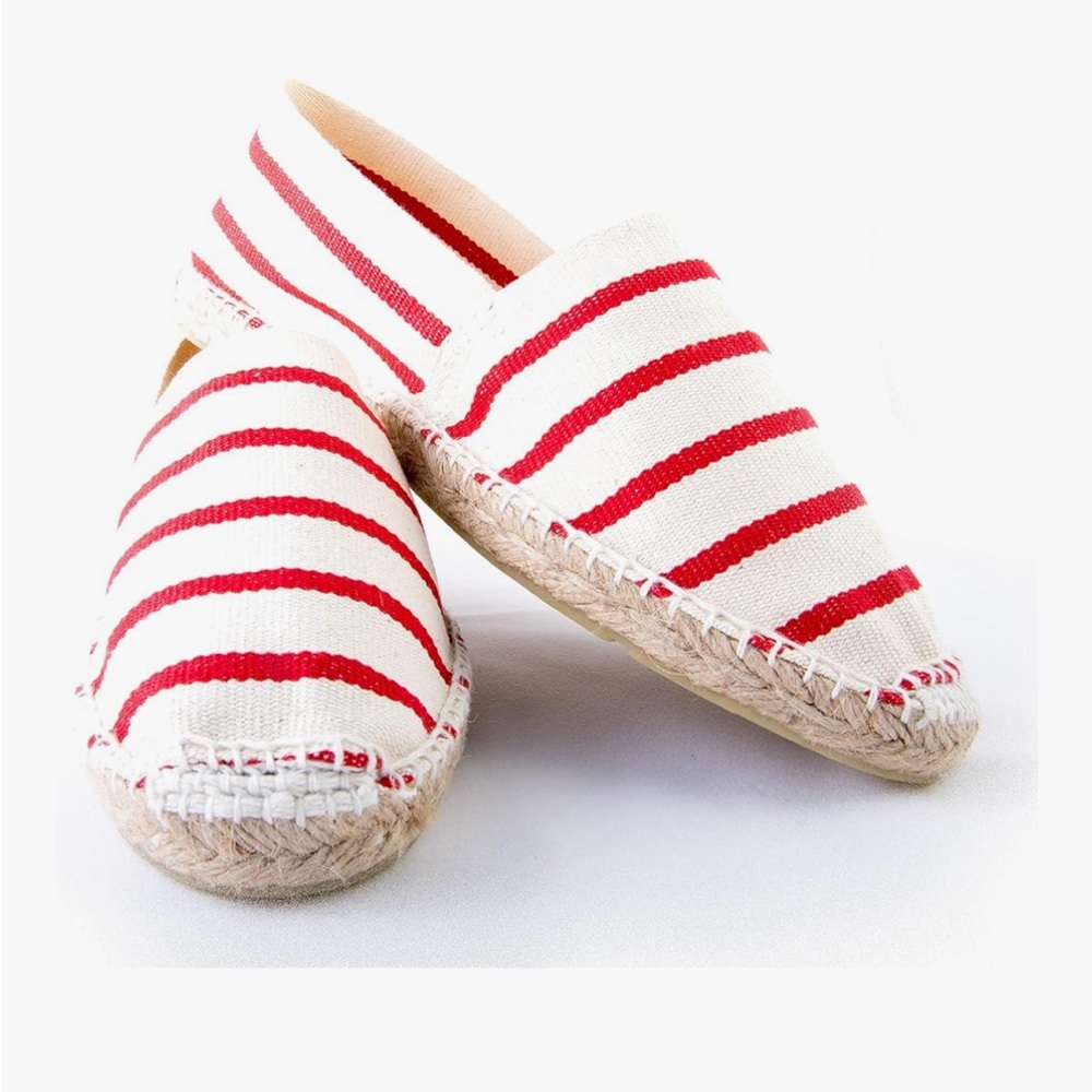 MAISON LQ Red and White Striped Espadrilles, sz 40 (10 US)
